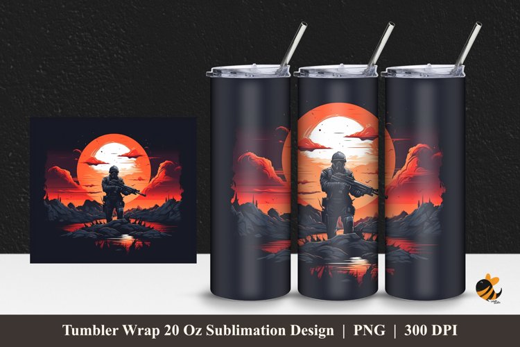 Shooter Tumbler Wrap Sublimation Design 1 example image 1