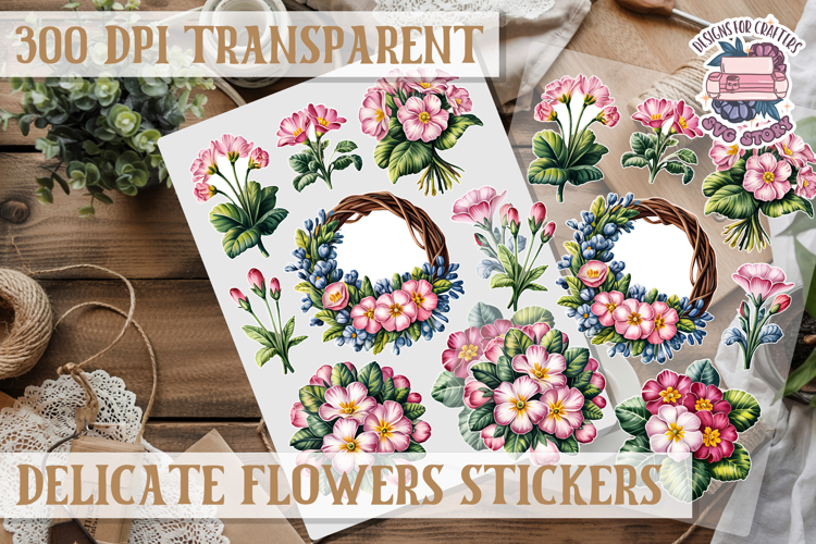 Summer sticker Delicate Scrapbook PNG Flowers Botanical