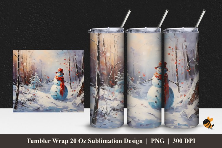Magic Snowman Tumbler Wrap Sublimation Design 1