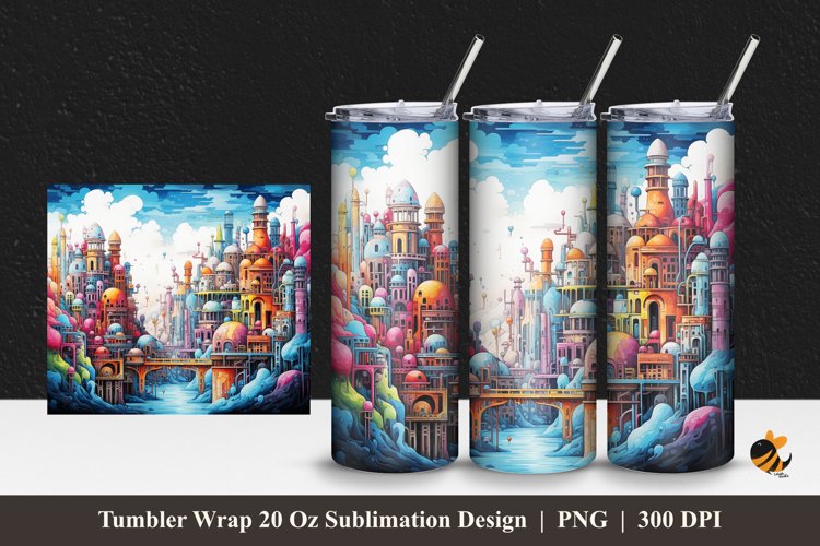 Futuristic Kingdom Tumbler Wrap Sublimation Design 1 example image 1