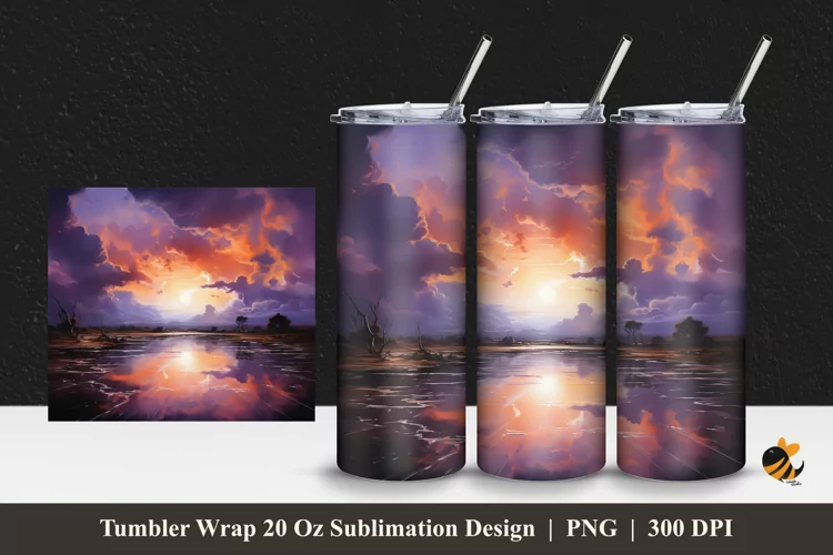 Evening View Tumbler Wrap Sublimation Design 1