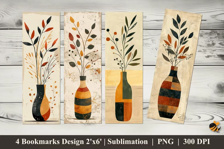 Flowers in pots Bookmarks Sublimation Design