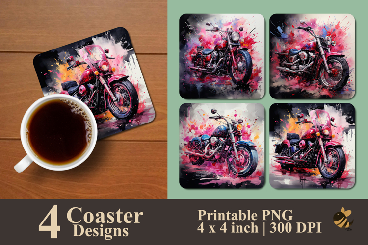 Motorcycle Painting Coaster Sublimation Design