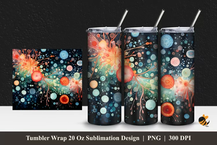 Watercolor Spora Tumbler Wrap Sublimation Design 1