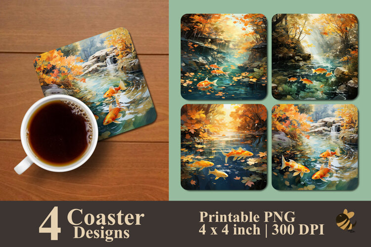 Autumn River Coaster Sublimation Design example image 1
