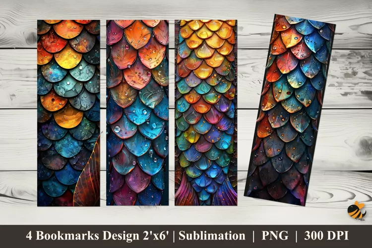 Colorful Scales Bookmarks Sublimation Design