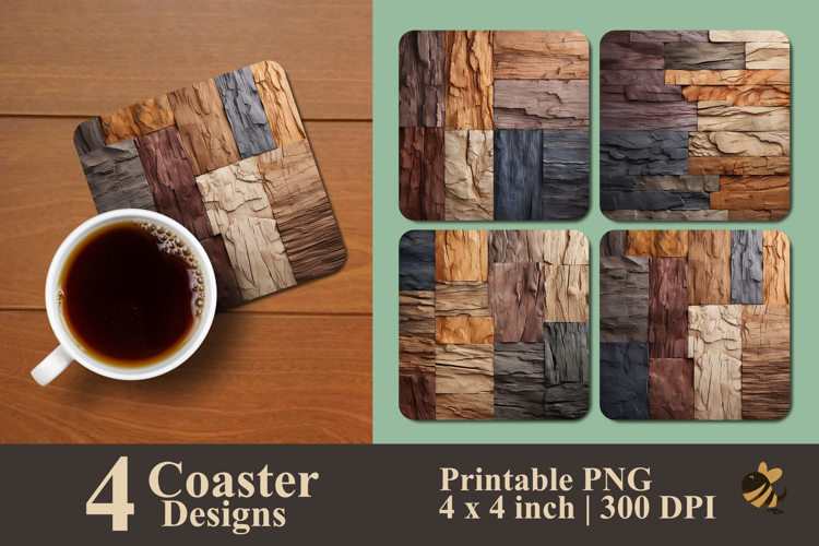 Rustic Wood Coaster Sublimation Design