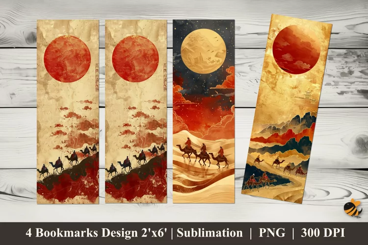 Camel Caravan Bookmarks Sublimation Design