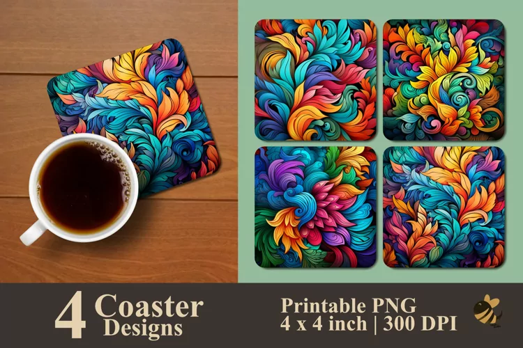Bright Colors Coaster Sublimation Designs