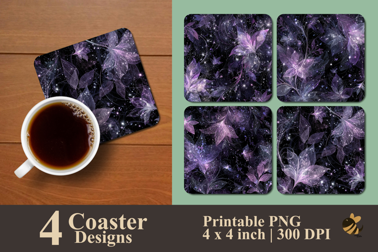 Ethereal Floral Coaster Sublimation Design