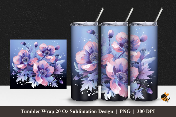 Garbera Flower Tumbler Wrap Sublimation Design 1