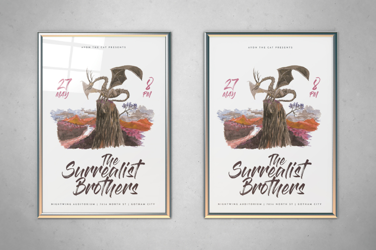Dragon Watercolor Indie Band Flyer