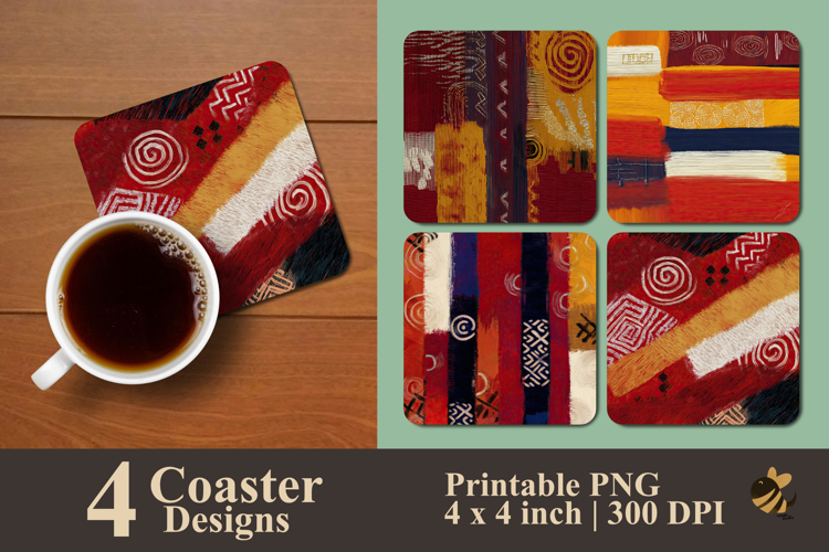 Abstract Tribal Coaster Sublimation Design