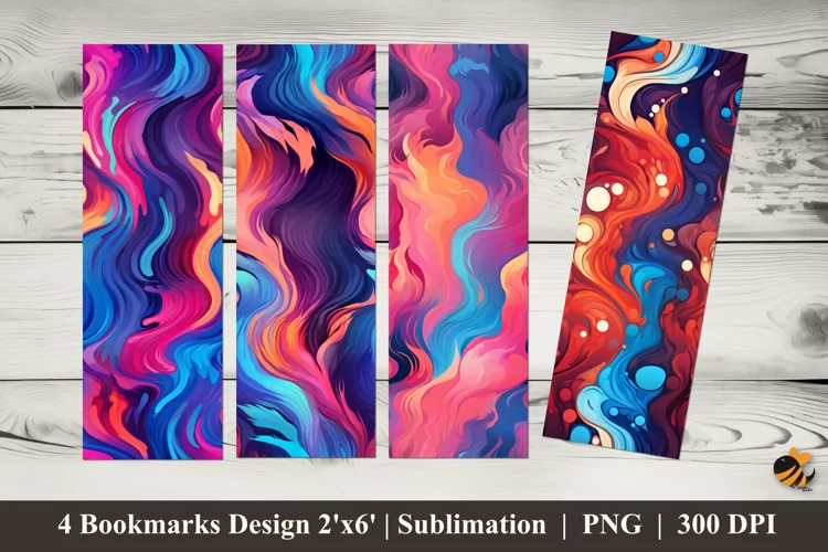 Liquid Line Paint Bookmarks Sublimation Design