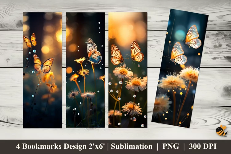 Happy Butterfly Bookmarks Sublimation Design