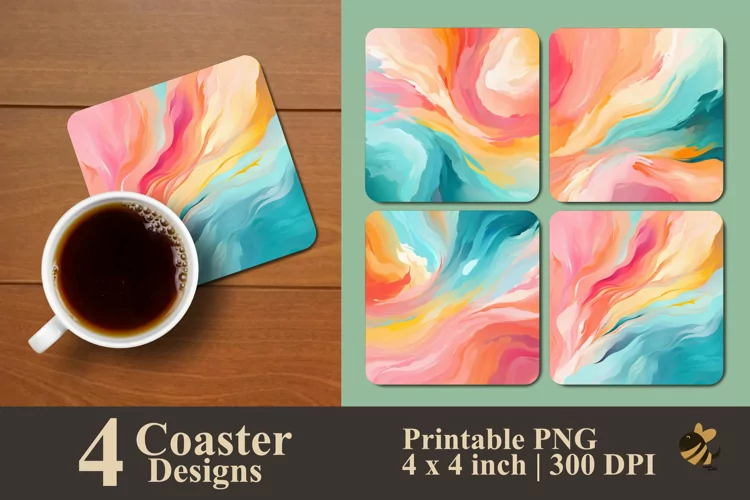 Pastel Watercolor Coaster Sublimation Designs