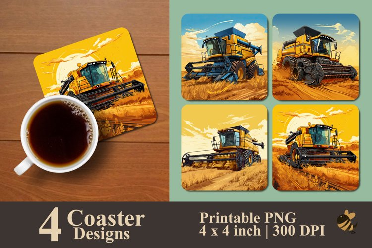 Harvester Machine Coaster Sublimation Designs example image 1