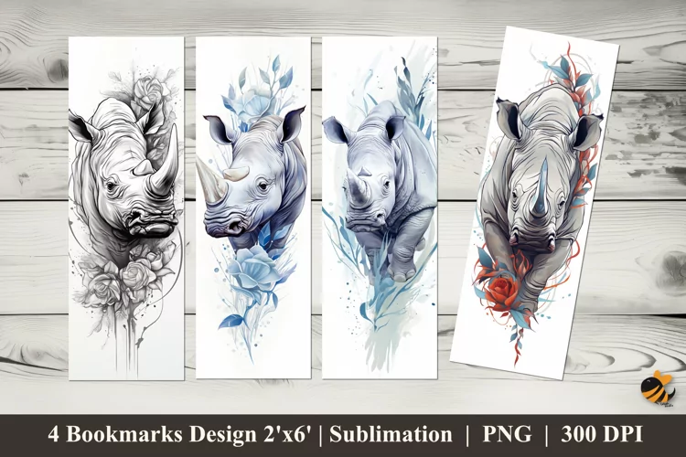 Rhino Vector Bookmarks Sublimation Design