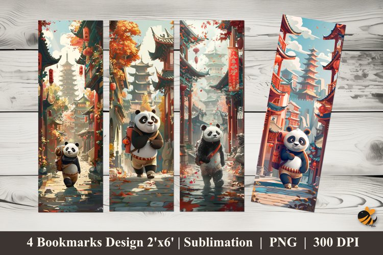 The Panda Story Bookmark Sublimation Design example image 1