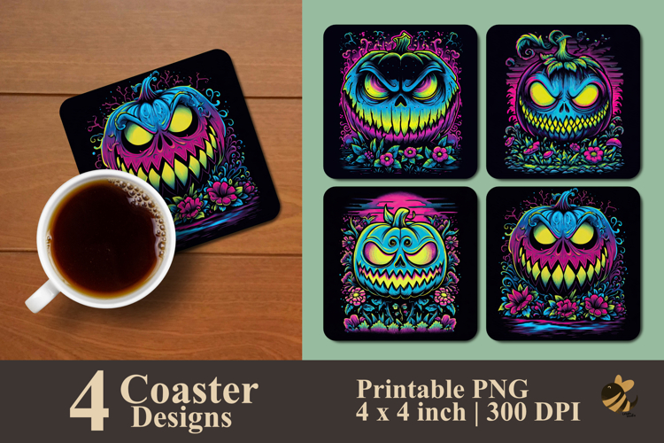 Halloween Pumpkin Coaster Sublimation Design