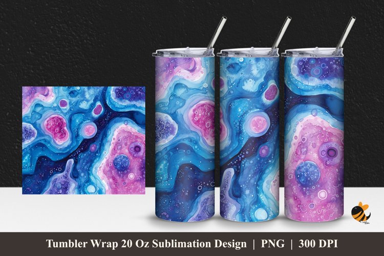 Amoeba Watercolor Tumbler Wrap Sublimation Design 1