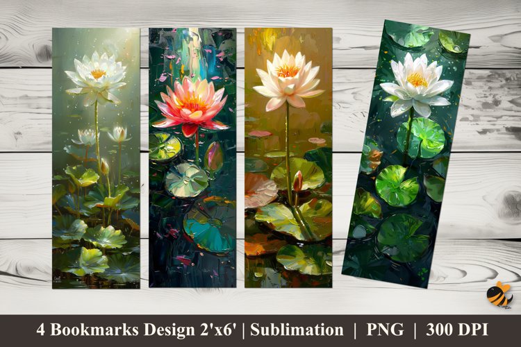 Waterlily Flowers Bookmarks Sublimation Design
