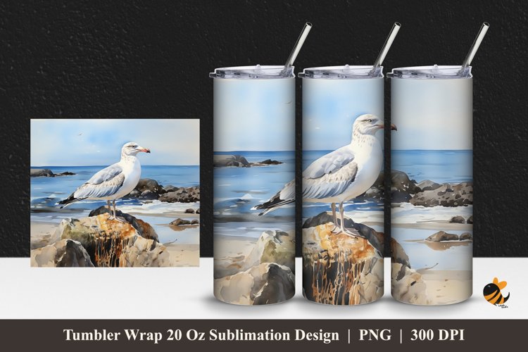 Sea Gull Tumbler Wrap Sublimation Design 1