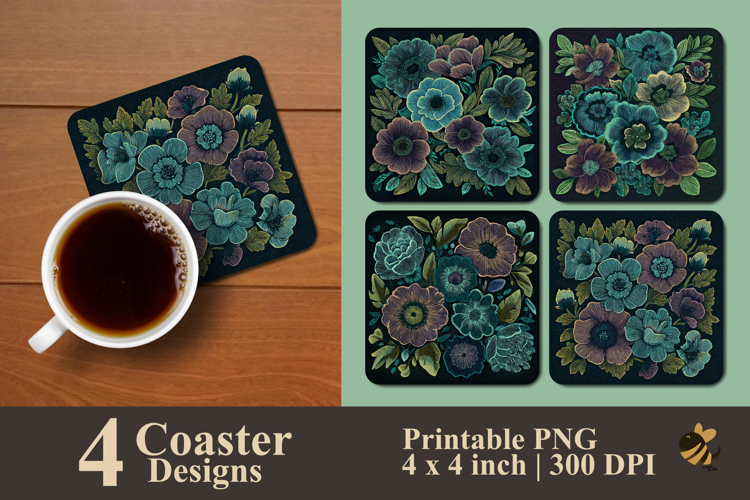 Enchanted Flora Coaster Sublimation Design