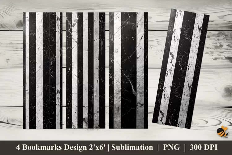 Black and White Slices Bookmarks Sublimation Design