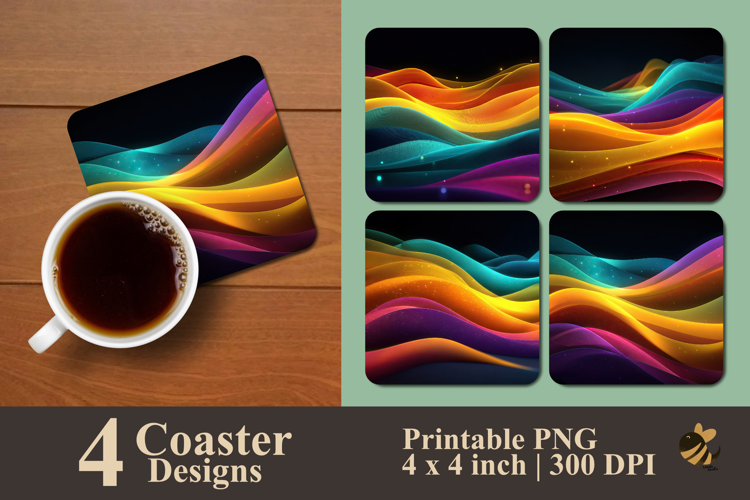Retro Cosmic Wave Coaster Sublimation Design