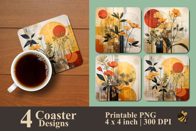 Abstract Echo Botany Coaster Sublimation Design