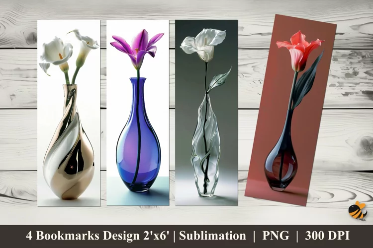 Stylish Vase Hold Bookmarks Sublimation Design