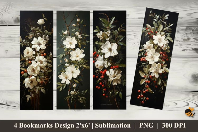 Flower Cherry Bookmarks Sublimation Design