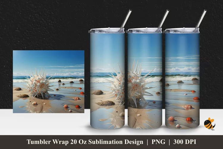 Sea Urchins Tumbler Wrap Sublimation Design 1