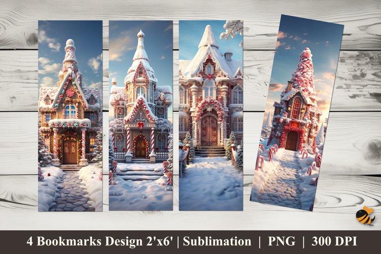 Snow House Bookmarks Sublimation Design example image 1