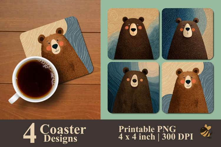 Bear Pink Cheeks Coaster Sublimation Design