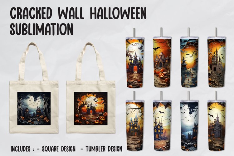 Cracked Wall Halloween Sublimation Bundle example image 1