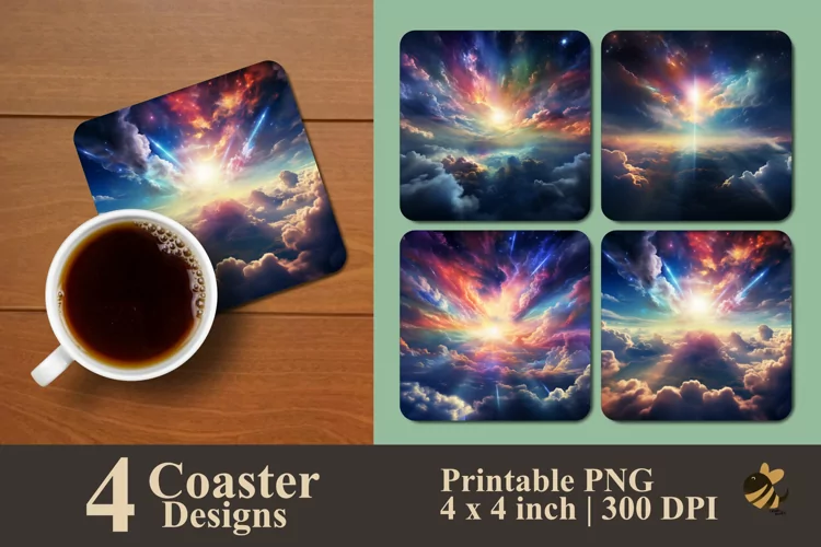 Rainbow Light Coaster Sublimation Designs