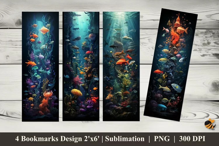Colorful Sea Bookmarks Sublimation Design