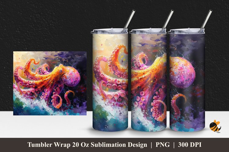 Octopus Abstract Tumbler Wrap Sublimation Design 1