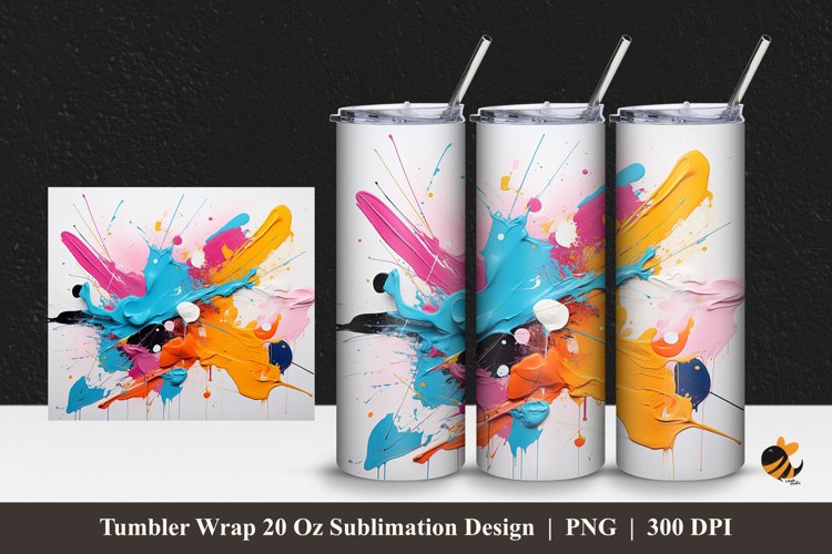 Splash Paint Tumbler Wrap Sublimation Design 1 example image 1