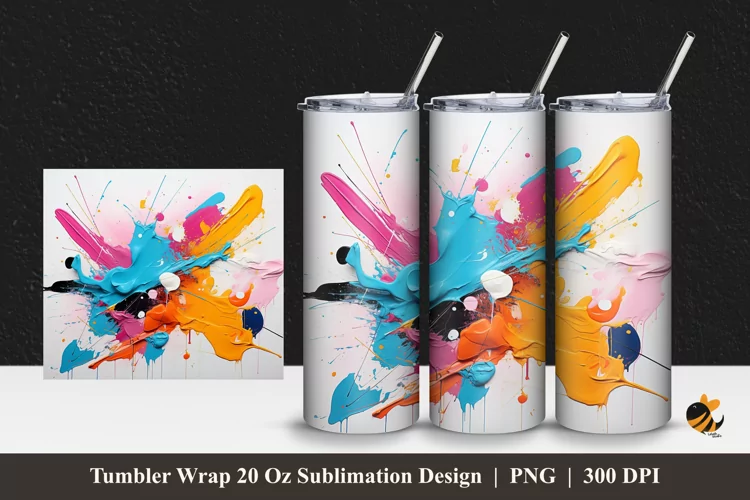 Splash Paint Tumbler Wrap Sublimation Design 1