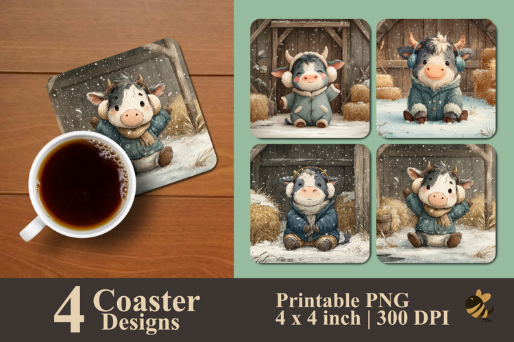 Frosty Barn Fun Coaster Sublimation Design
