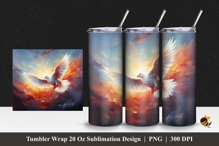 Flying Dove Tumbler Wrap Sublimation Design 1