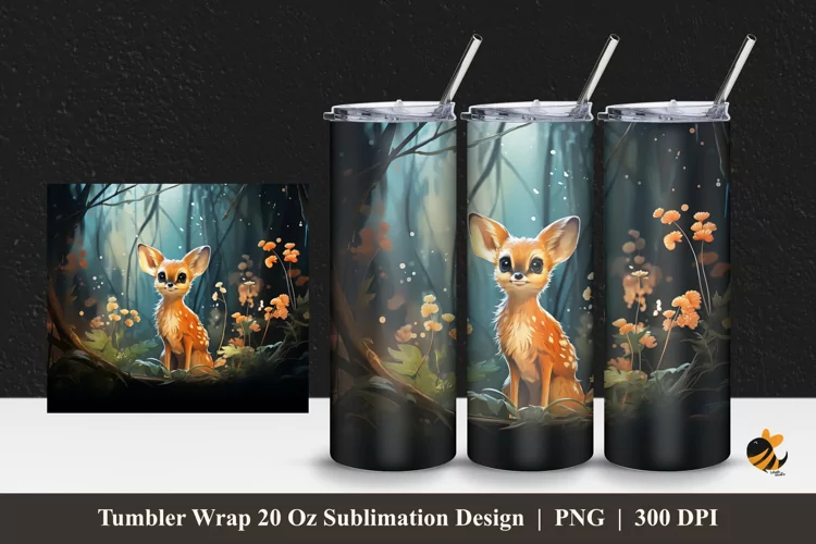Mouse Deer Tumbler Wrap Sublimation Design 1