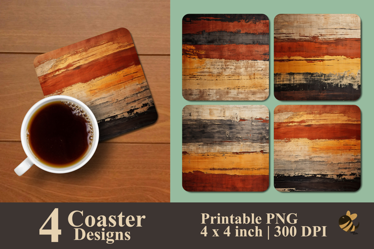 Wooden Stripe Coaster Sublimation Design