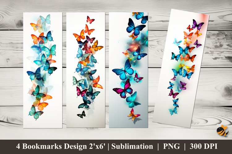 Butterflies Flying Bookmarks Sublimation Design