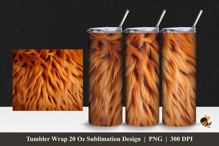 Bear Fur Tumbler Wrap Sublimation Design 1