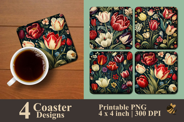 Ottoman Floral Harmony Coaster Sublimation Design