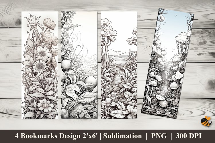 Coloring Flowers Bookmarks Sublimation Design example image 1